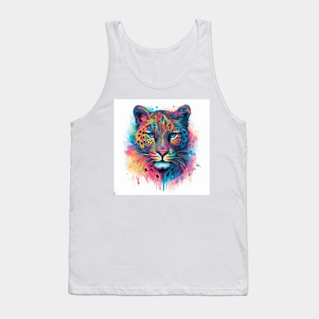 Abstract painting of a wild cougar Tank Top by WelshDesigns